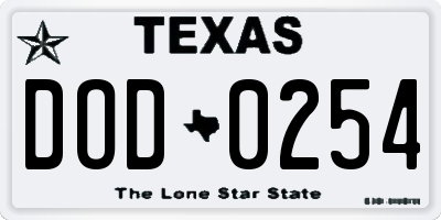 TX license plate DOD0254