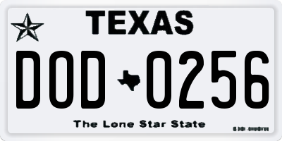 TX license plate DOD0256