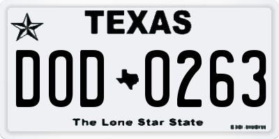 TX license plate DOD0263
