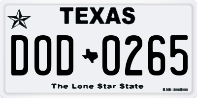 TX license plate DOD0265