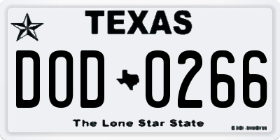TX license plate DOD0266