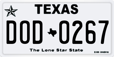 TX license plate DOD0267