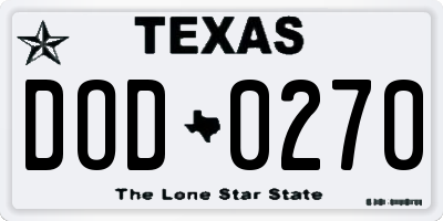 TX license plate DOD0270