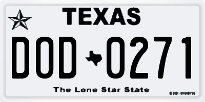 TX license plate DOD0271