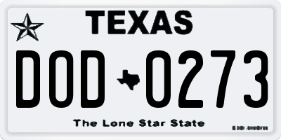 TX license plate DOD0273
