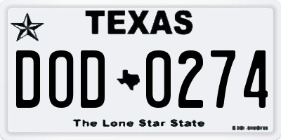 TX license plate DOD0274