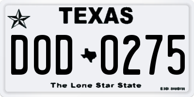 TX license plate DOD0275