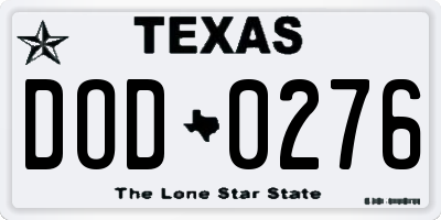 TX license plate DOD0276