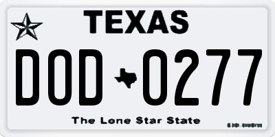 TX license plate DOD0277
