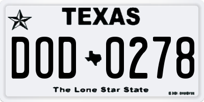 TX license plate DOD0278