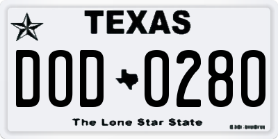 TX license plate DOD0280