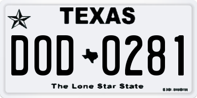 TX license plate DOD0281