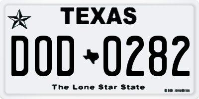 TX license plate DOD0282