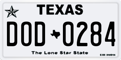 TX license plate DOD0284