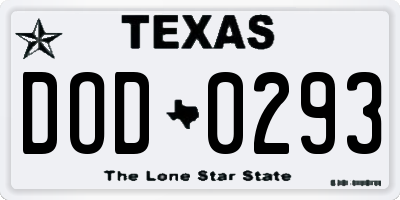 TX license plate DOD0293