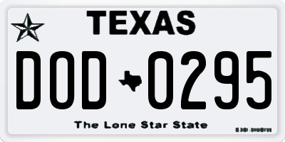 TX license plate DOD0295