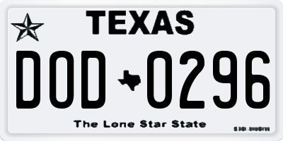TX license plate DOD0296