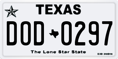 TX license plate DOD0297