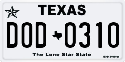 TX license plate DOD0310