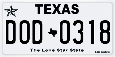 TX license plate DOD0318