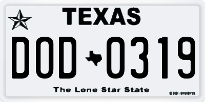TX license plate DOD0319