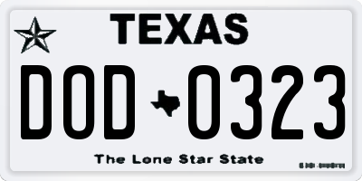 TX license plate DOD0323