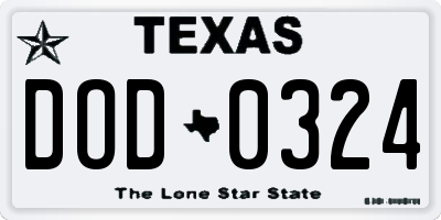 TX license plate DOD0324