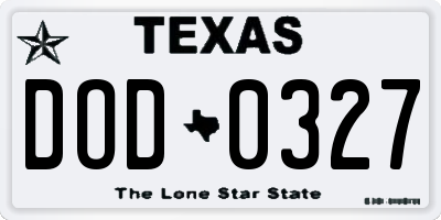 TX license plate DOD0327