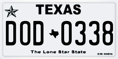 TX license plate DOD0338