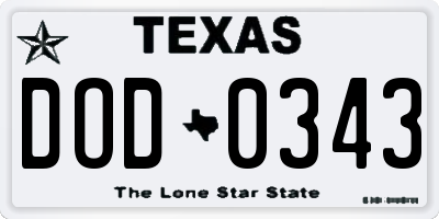 TX license plate DOD0343