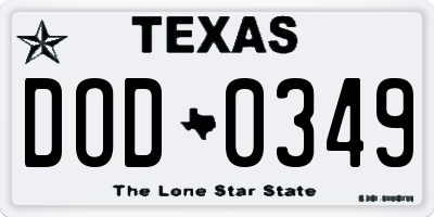 TX license plate DOD0349