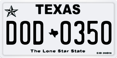 TX license plate DOD0350
