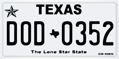 TX license plate DOD0352