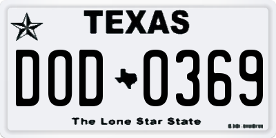 TX license plate DOD0369