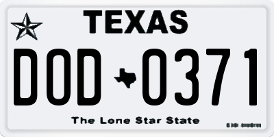 TX license plate DOD0371