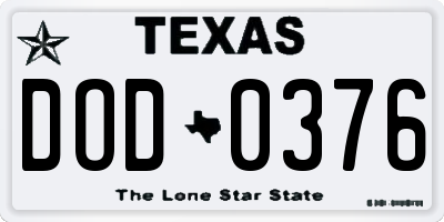 TX license plate DOD0376