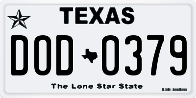 TX license plate DOD0379