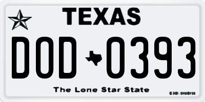 TX license plate DOD0393