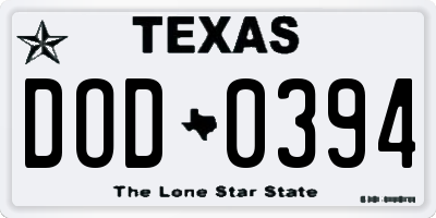 TX license plate DOD0394