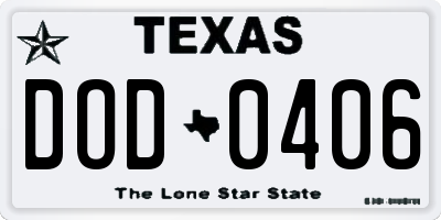 TX license plate DOD0406