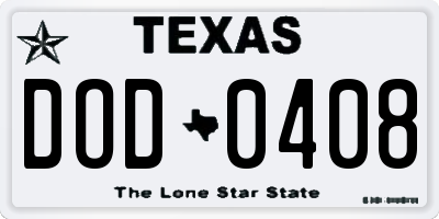 TX license plate DOD0408