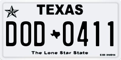 TX license plate DOD0411