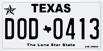 TX license plate DOD0413