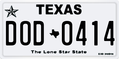 TX license plate DOD0414