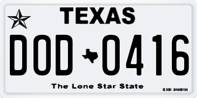 TX license plate DOD0416