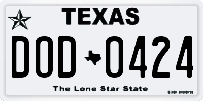TX license plate DOD0424
