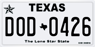 TX license plate DOD0426