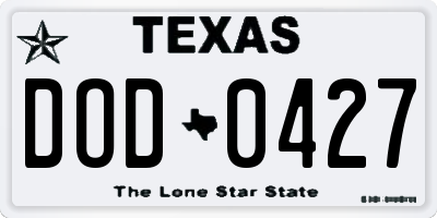 TX license plate DOD0427