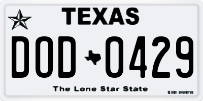 TX license plate DOD0429