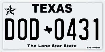 TX license plate DOD0431